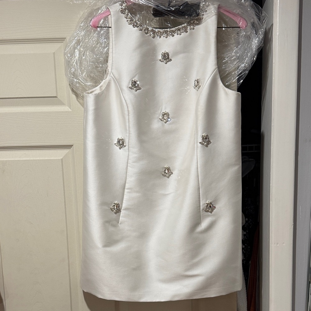 Sachin & Babi Elegant White Dress with Embellishments